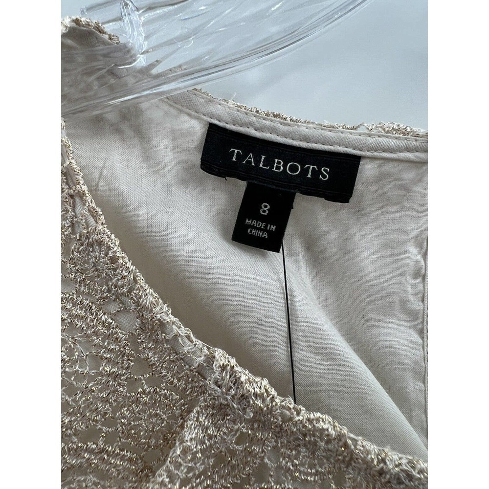 Talbots Women’s Sleeveless Lined Gold Lame’ Blouse Size 8 New With Tags​ - Picture 4 of 10